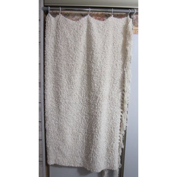 Chris Madden Cream Textured Fringe Boho Casual Cozy Fringe Blanket Throw - Picture 1 of 4